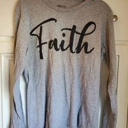 Gray Long Sleeve Shirt With 'Faith ' 1X