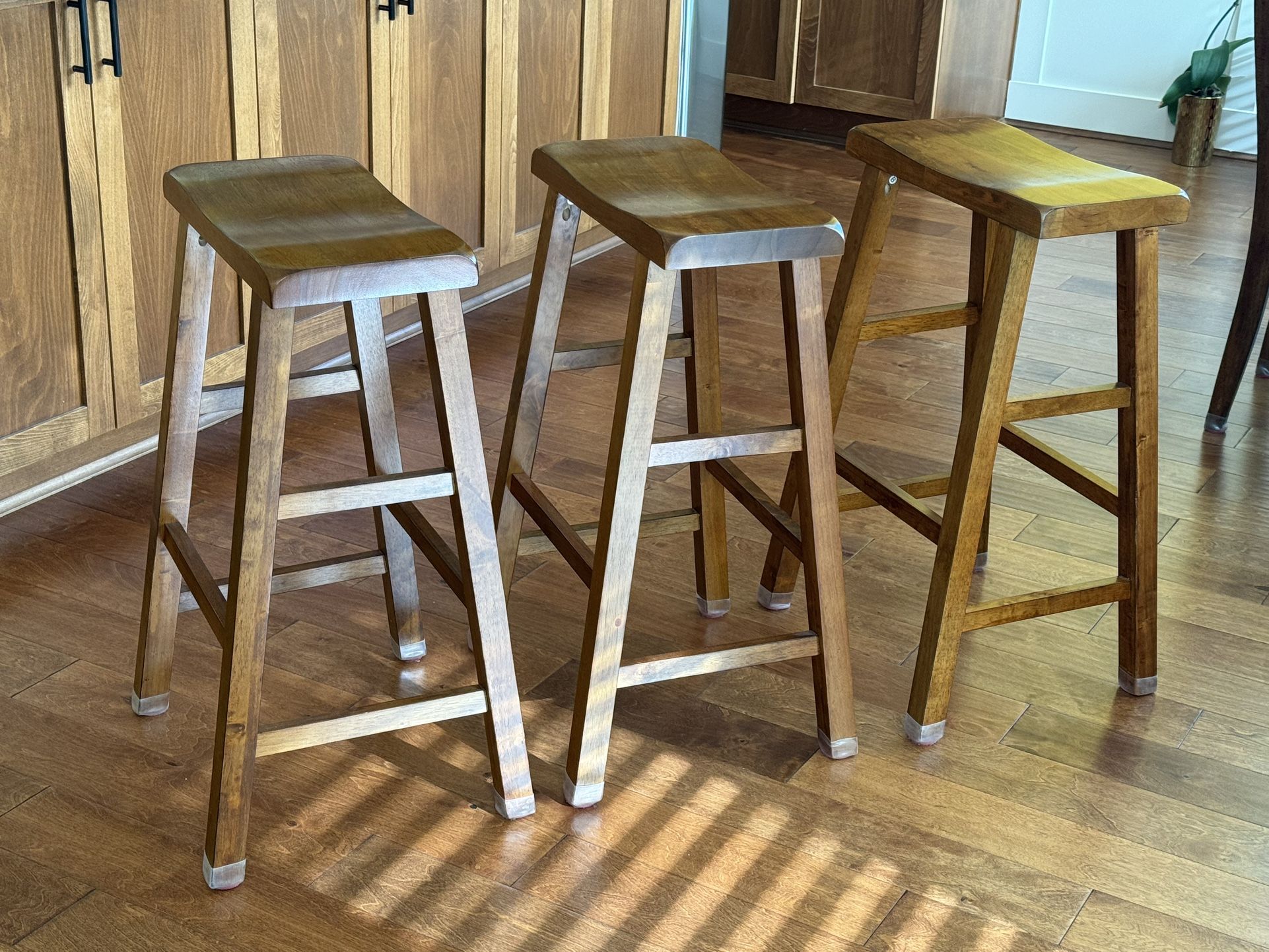 3 Wooden Bar Stools 