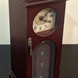 VINTAGE AVON TIMEKEEPER WOODEN JEWELRY BOX WITH CLOCK