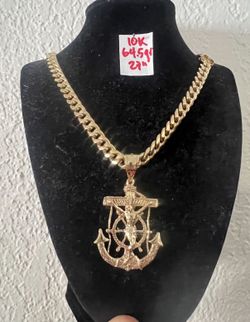 10K Yellow Gold 🇨🇺 Links Chain and Pendant  64.5Gr 27 Inches Long 