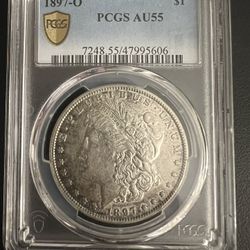 1897 O Morgan Silver Dollar AU55 PCGS