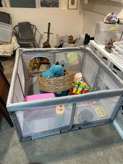 FREE baby play pen/fence/gate grey plastic and mesh