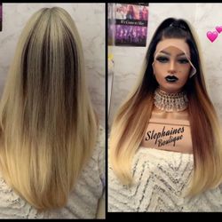Human Hair Blended Lace front Wig 