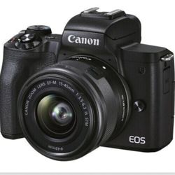 Canon EOS M50 Mark II Mirrorless Camera + 15-45mm Lens + Bag + Extras