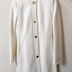 Zara White coat collarless blazer with gold buttons sz XS