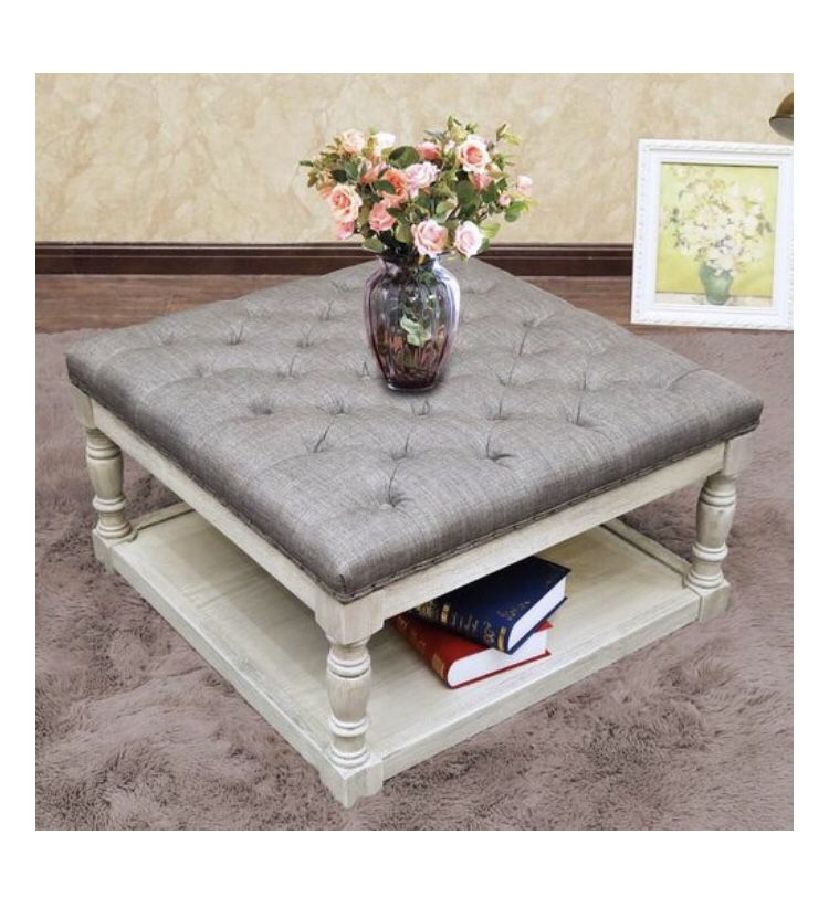 Cairona Fabric 30-inch Tufted Shelved Ottoman A9-9188