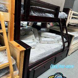 Triple Bunk Bed Twin Full Full Litera Con Colchones 