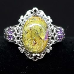 Tasmanian Stone with Amethyst Ring Size 9