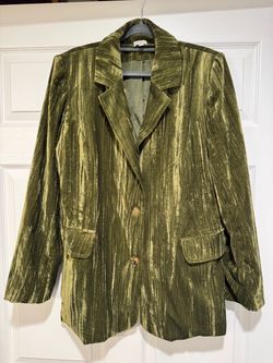 Ellison Olive Green Velvet Blazer (S)