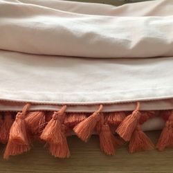 Pink Tassels Curtains Set/ 85” Long