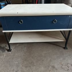 Navy Blue And White Drawer/TV Stand