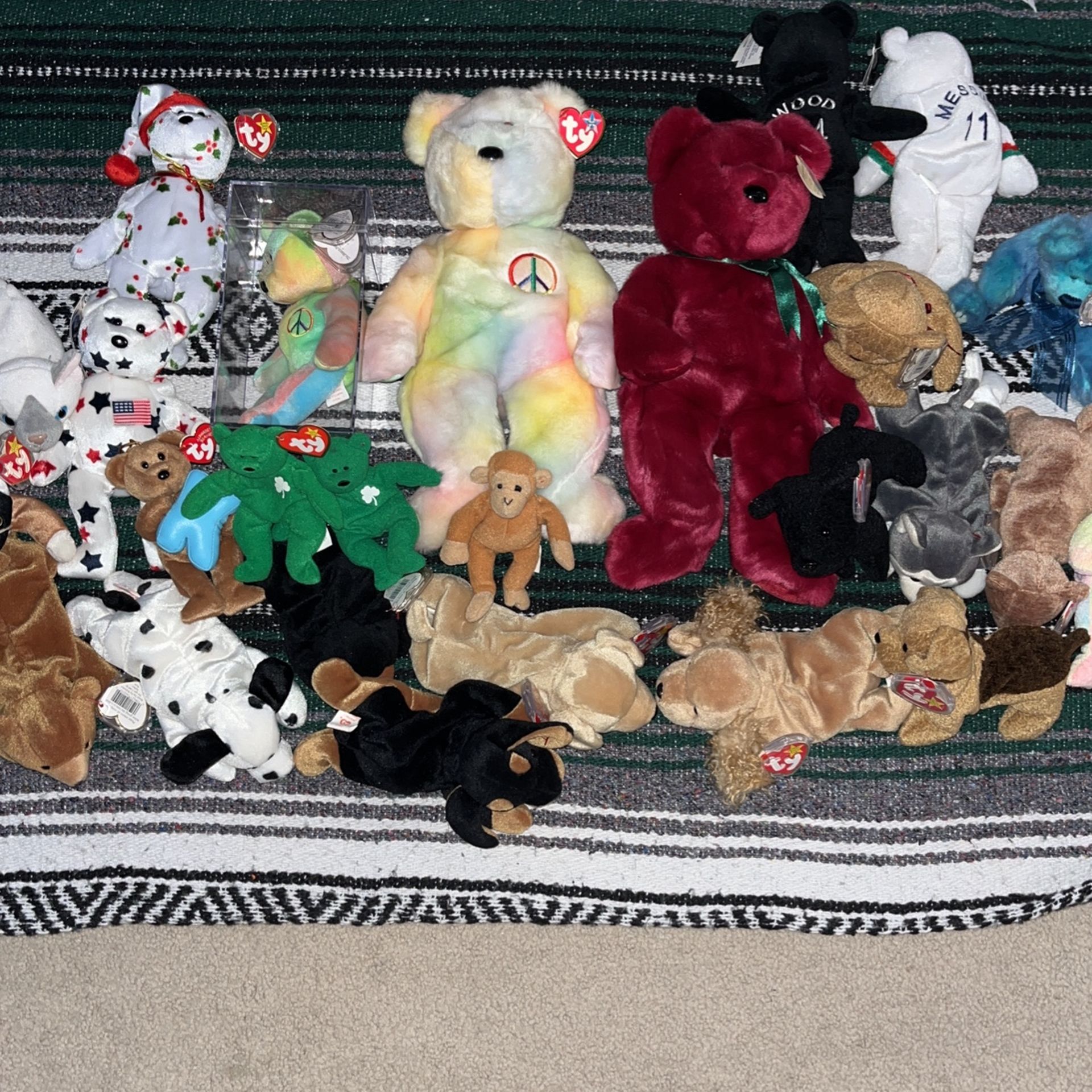 Vintage Beanie Baby Collection Peace Bear and More! Lots Of Rare Beanies!!