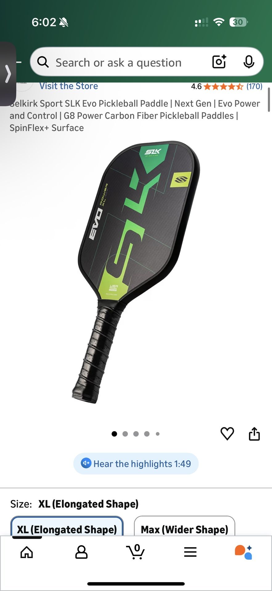 Selkirk Sport SLK Evo Pickleball Paddle | Next Gen | Evo Power and Control | G8 Power Carbon Fiber Pickleball Paddles | SpinFlex+ Surface