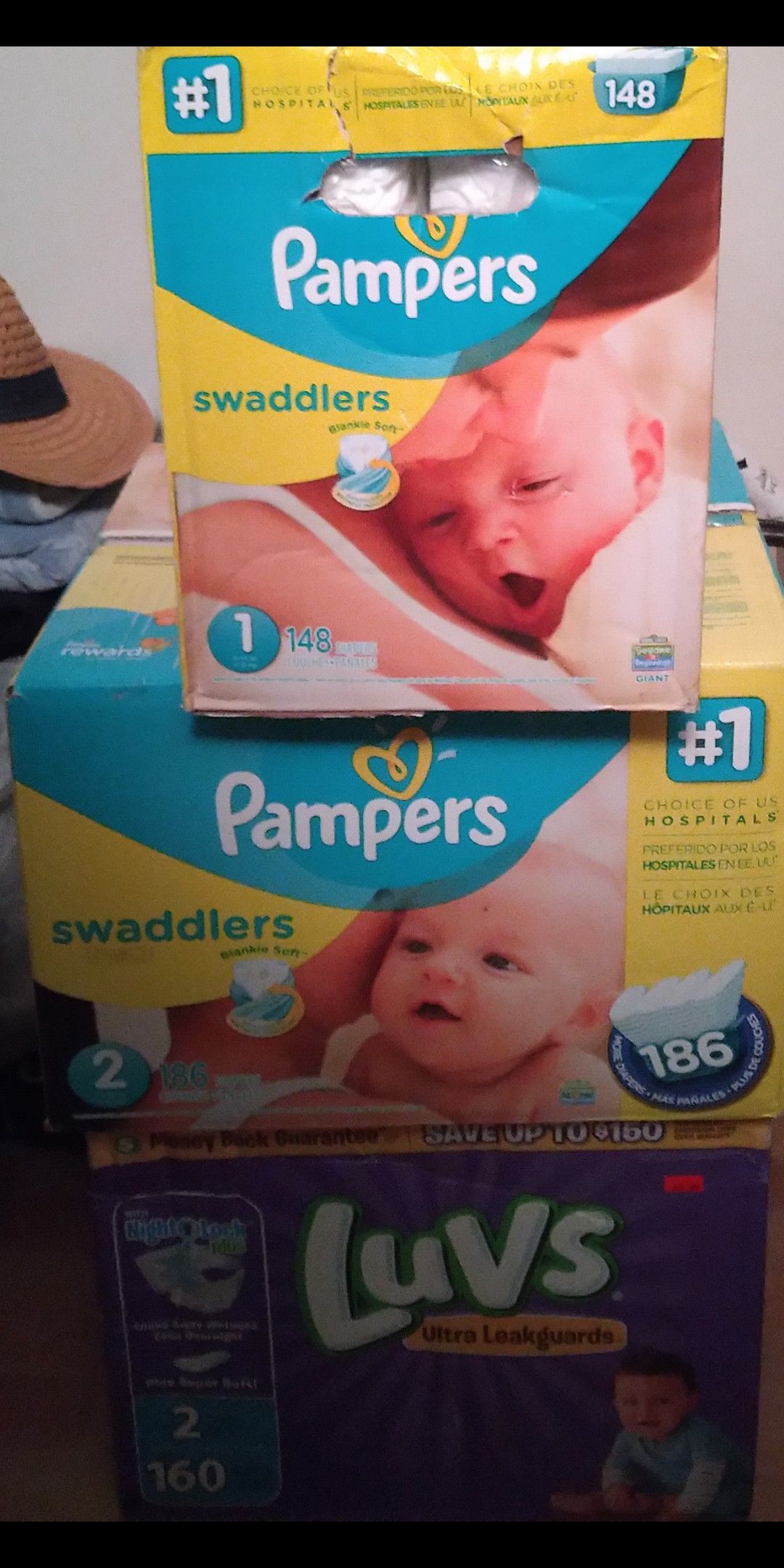 Pampers Luvs diapers size 1 size 2