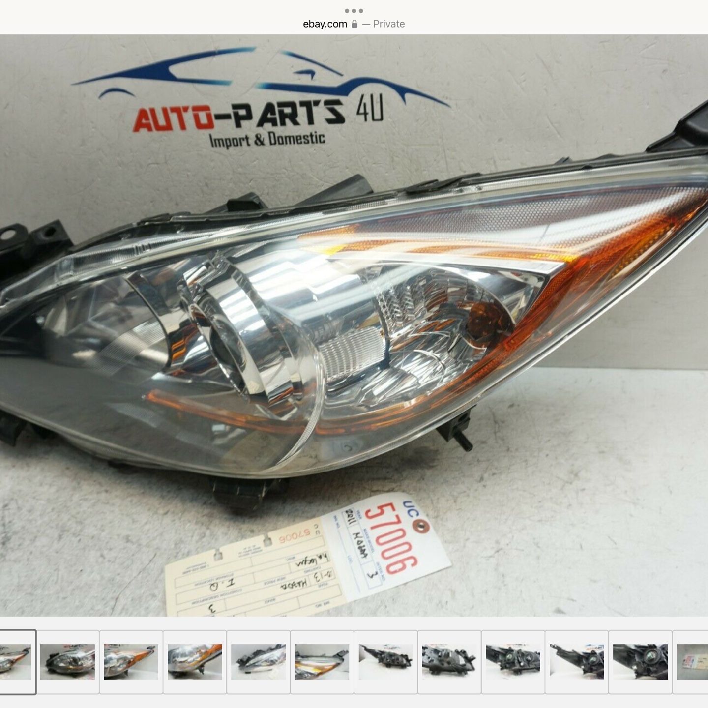 2010 - 2013 MAZDA 3 LEFT DRIVER HALOGEN HEADLIGHT 2011 - 2012 OEM UC57006