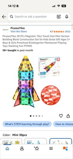 Mini Picasso Tiles Travel 30 Pieces Magnatile