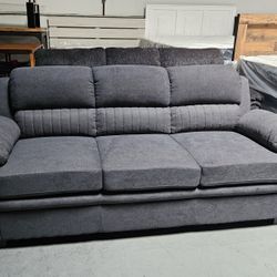 Comfy Gray Plush Sofa
