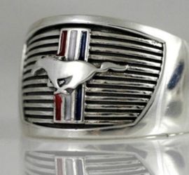 Sterling Silver Ford Mustang Ring