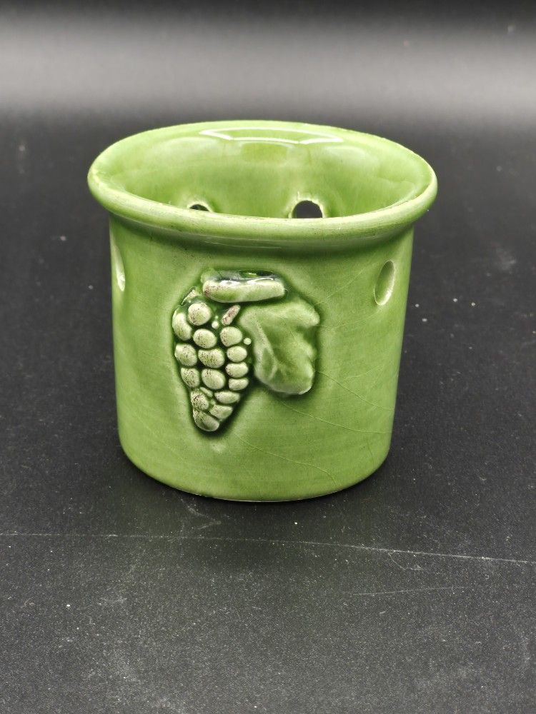 Sur La Table Ceramic Votive/Tealight Candle Holder, Green, W/Grapes