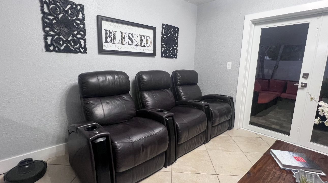 3 Dark Brown Recliner Movie Seats/ Couch