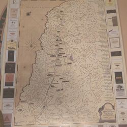 Vintage expedition checking and tasting Napa Valley wineries map 18.5 x 25" in vg condition