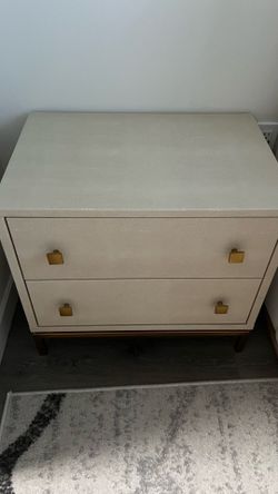 CB 2 Shagreen 24" Warm White 2-Drawer Nightstand