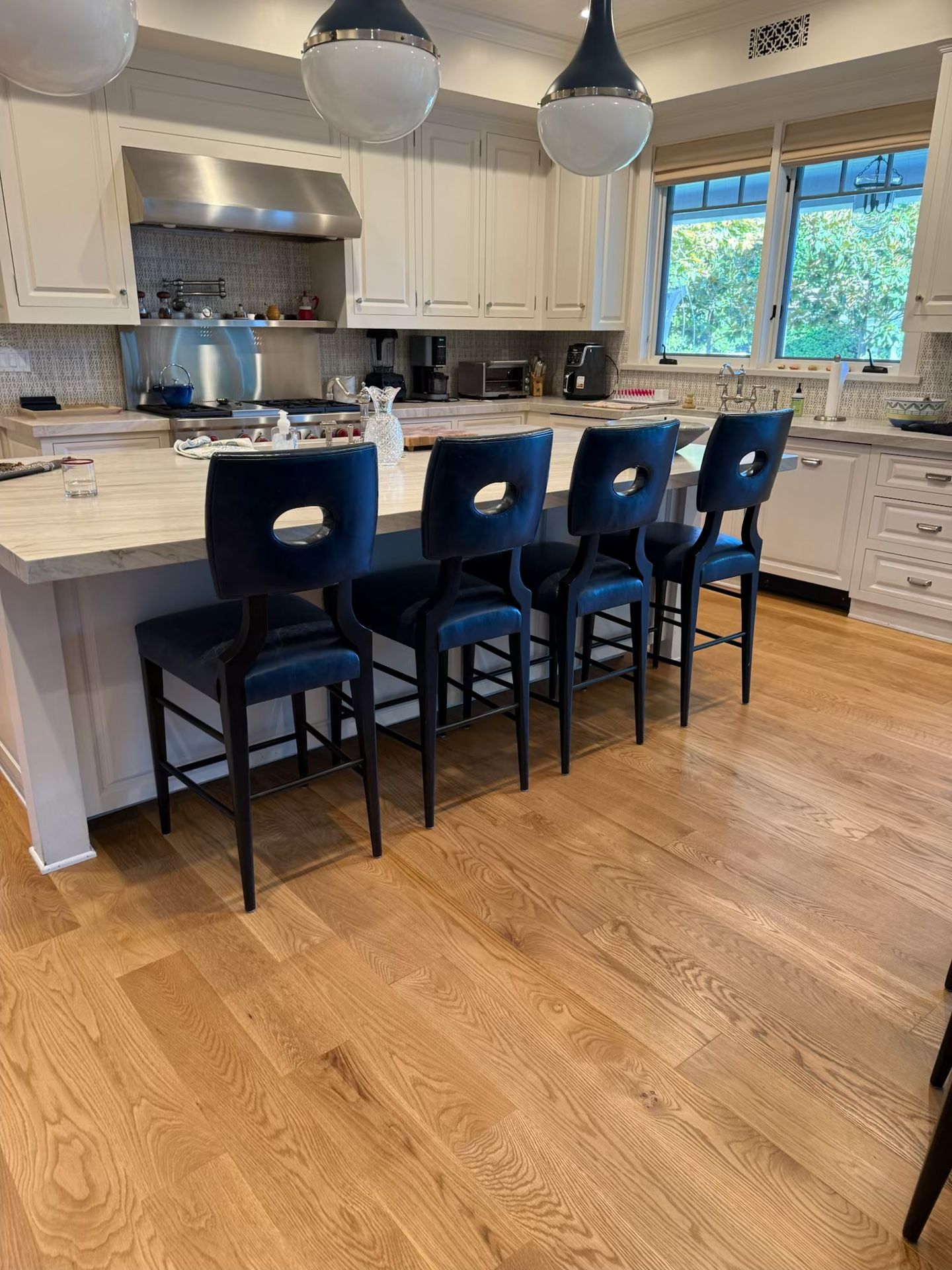 Set Of Four Leather Counter Stools