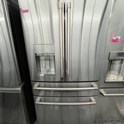 Café Stainless Steel 4 Door Refrigerator Ice And Water New Open Box