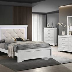 White 4PC Queen Bedroom Set (Mattress not Included)