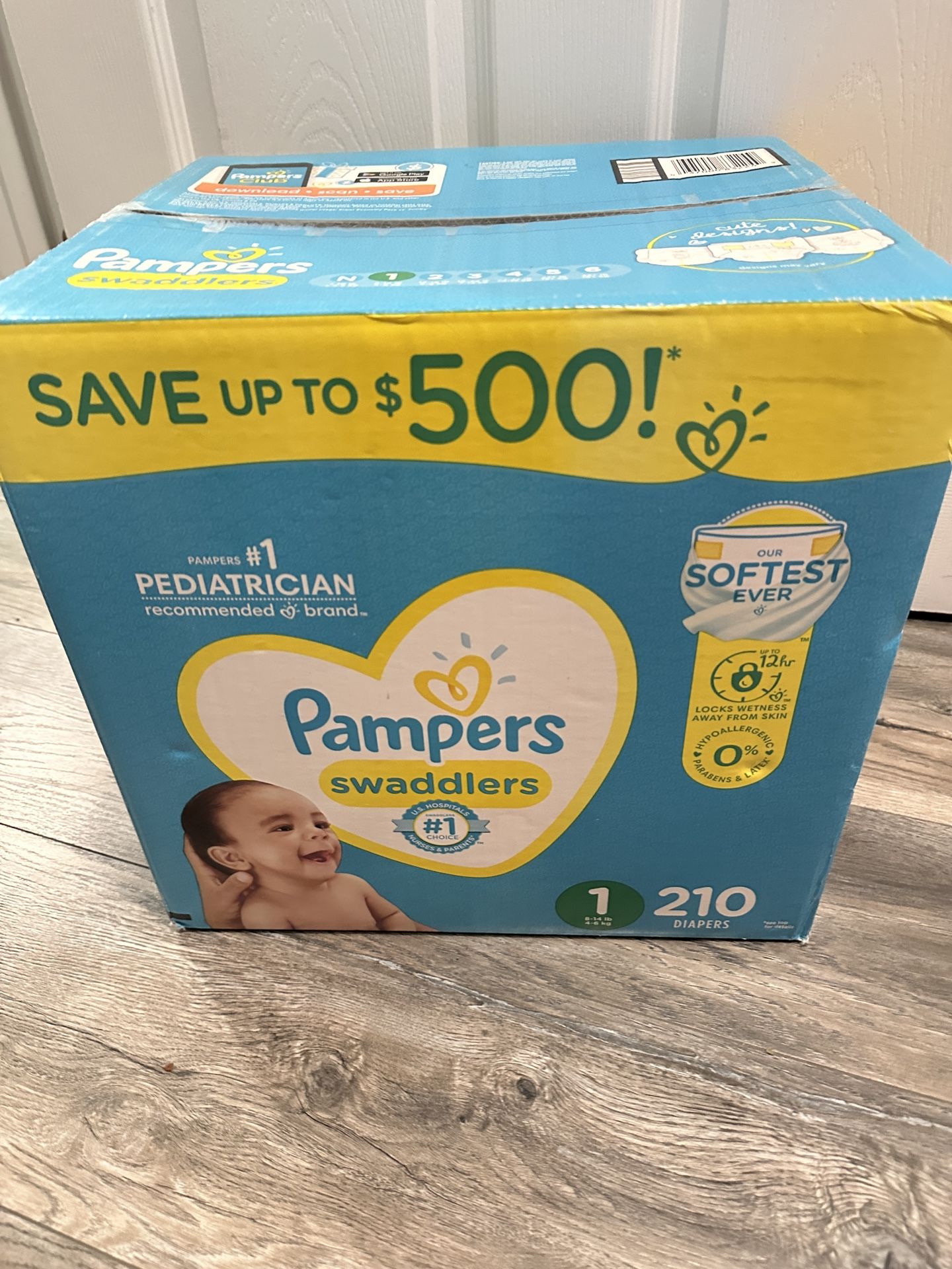 Pampers Size 1 Diapers, 210, NEW UNOPENED