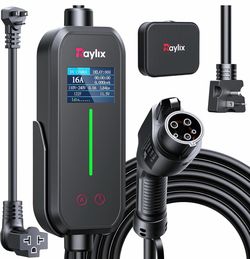 Raylix 16A Level 1&2 EV Charger with Holder, 110V-240V J1772 Charger with 21ft Cable [Adjustable Current &Delay Charging] EV Charger Level 1 with Wall