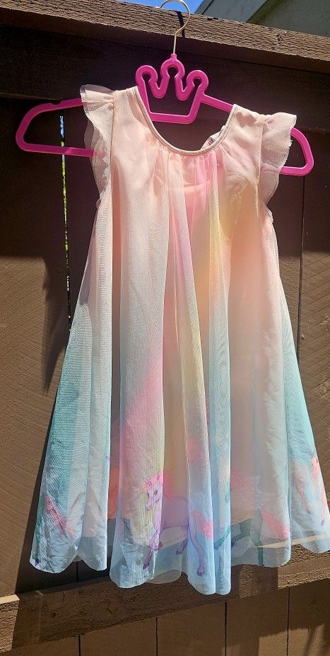 Unicorn Rainbow Girl Dress Size 9
