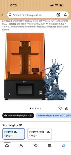 Brand new Phrozen Sonic Mighty 8K LCD Resin 3D Printer