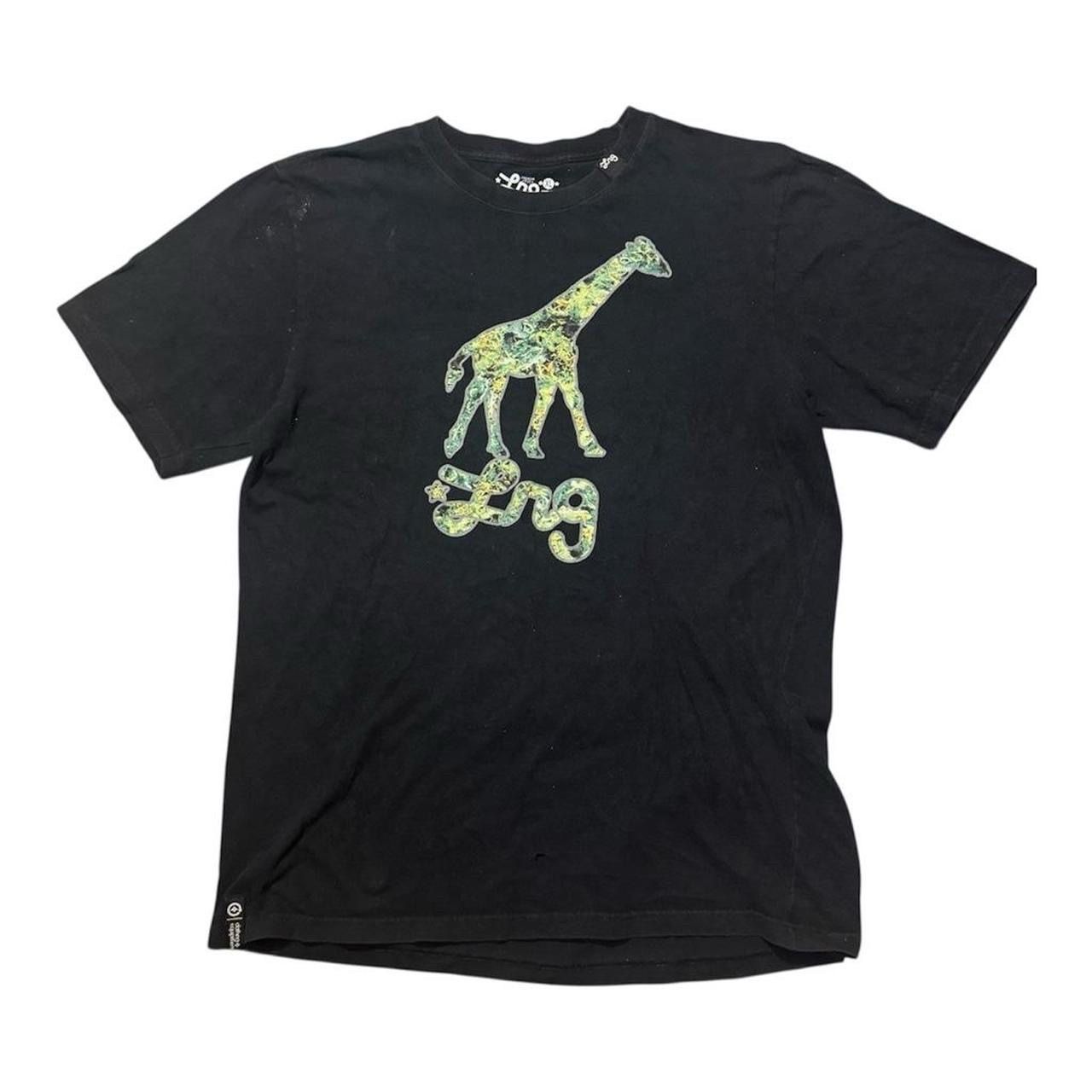LRG Black Short Sleeve Tee with 420 Giraffe Graphic Size XL