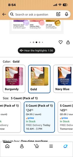 MAREE Chin Lifting Mask 24K Gold & Collagen 5-Pack
