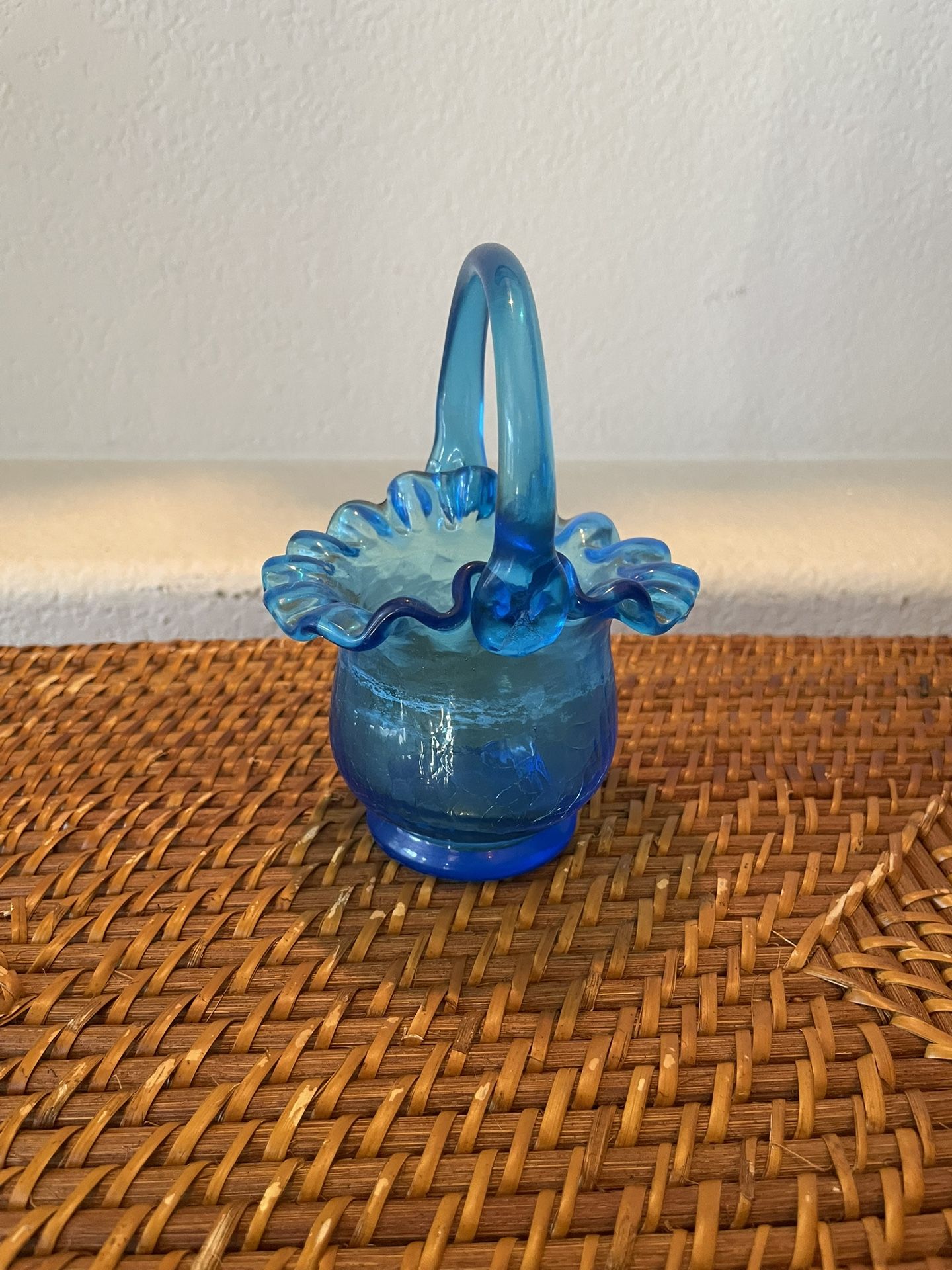 Blue Glass Trinket Basket