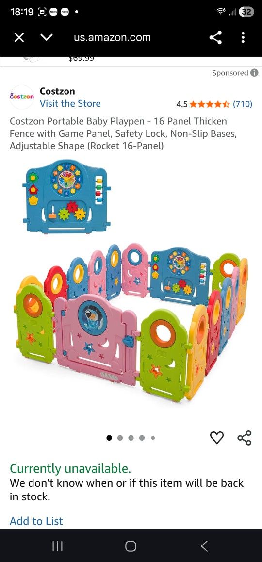 Baby Playpen/Gate 16 Panel 