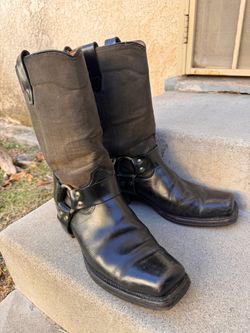 Harness Boot  leather & olive green canvas
