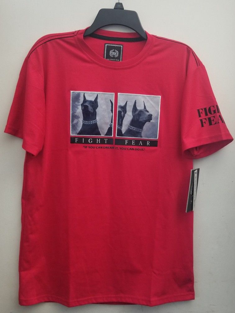 CR-24 CHROME EDGE BORDO CROMATO FIGHT FEAR HIP HOP STYLE MEN'S SHORT SLEEVE TSHIRT SIZE LARGE HOT RED REGULAR FIT BRAND NEW WITH TAGS