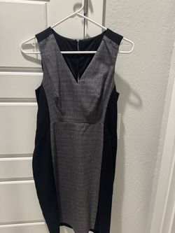Black & grey plaid sheath dress