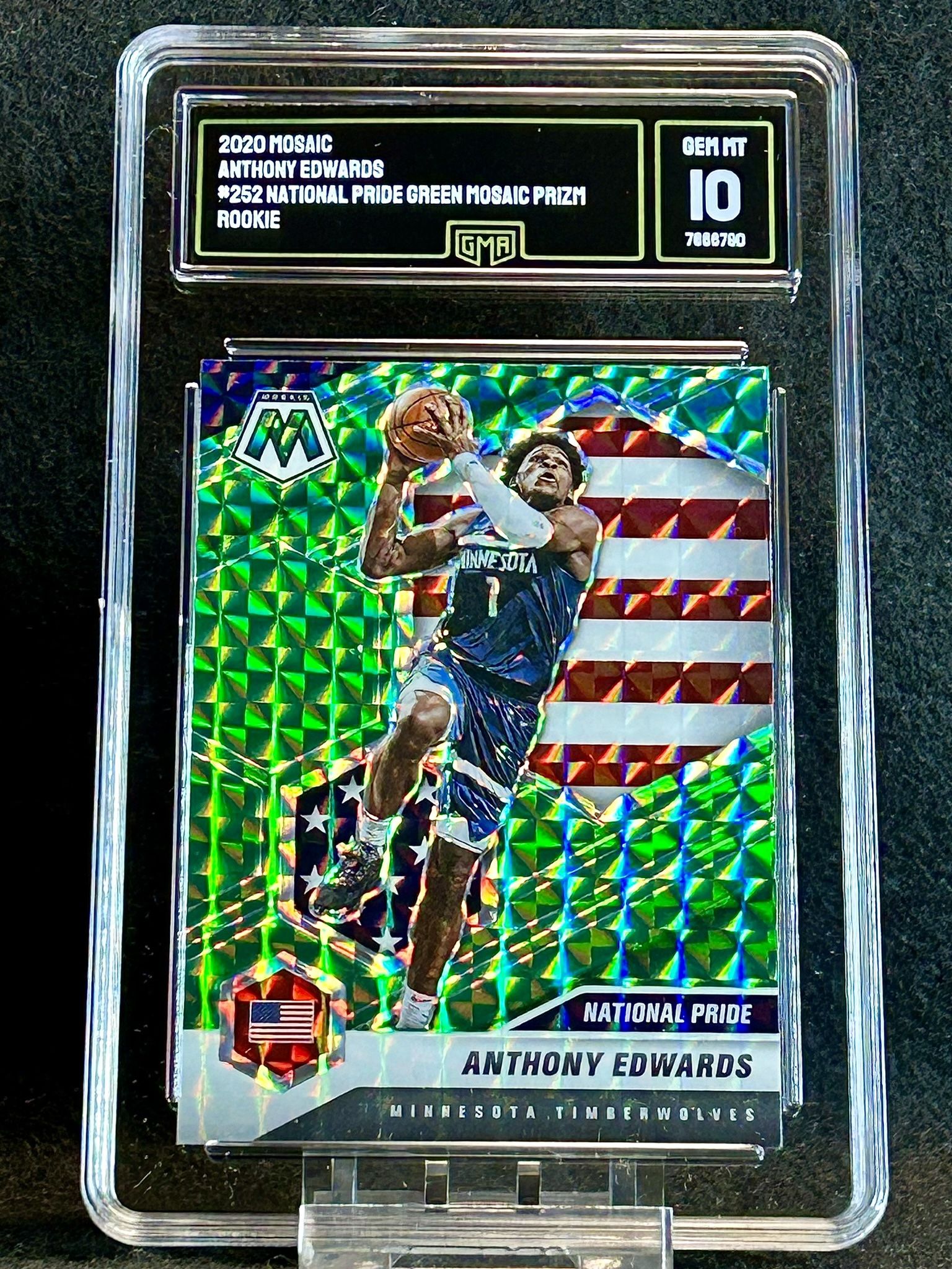 2020 Mosaic π₯ Anthony Edwards π₯ National Pride Green Mosaic Prizm Rookie GMA 10 π Mint - Minnesota Timberwolves