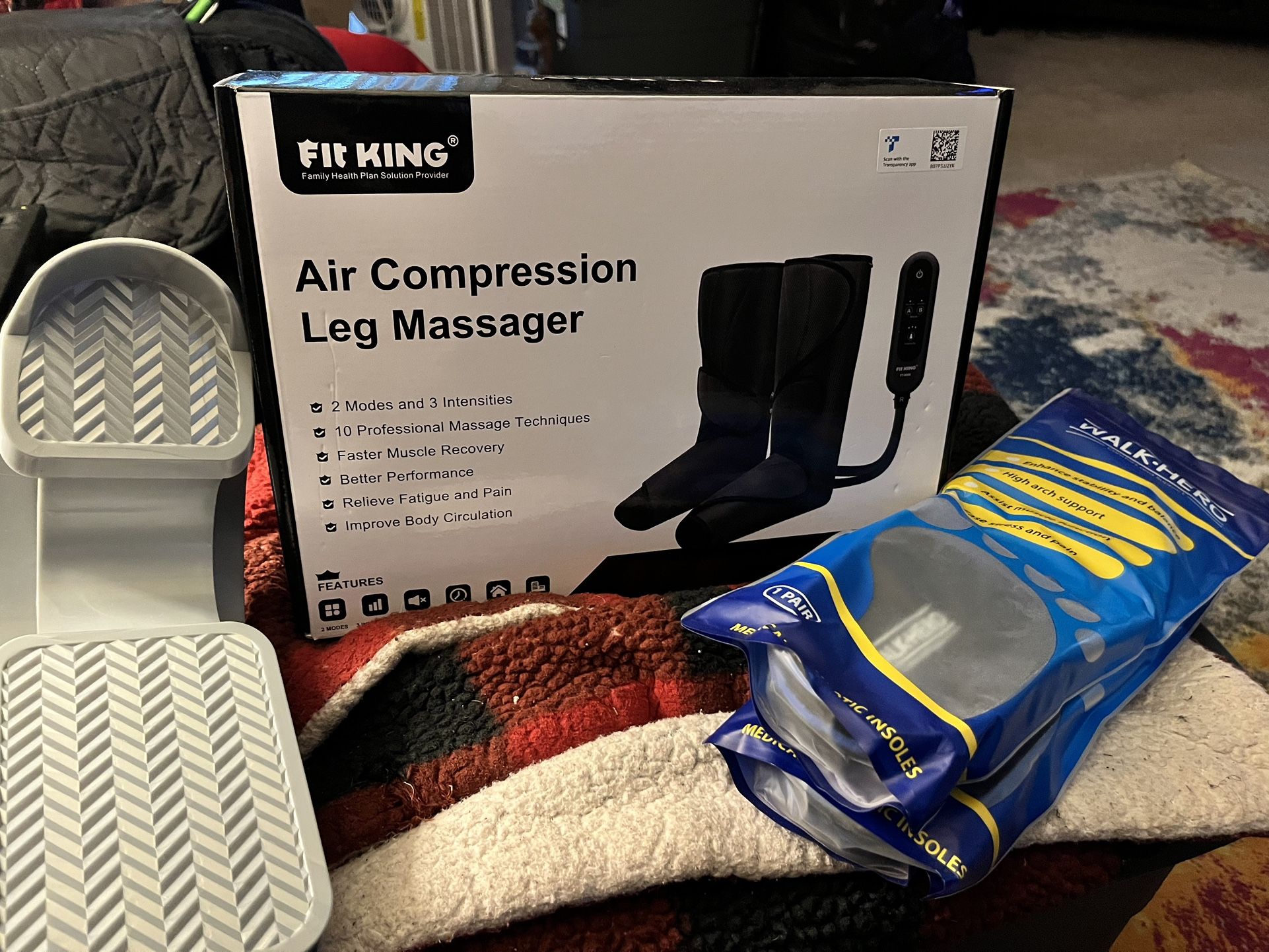 Air Compression Leg Massager, Foot Stretcher Plantar Fasciitis, Men’s Orthotics New Bundle