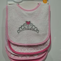 5 Baby Bibs Soft & Absorbent Fabric WaterProof Backing 