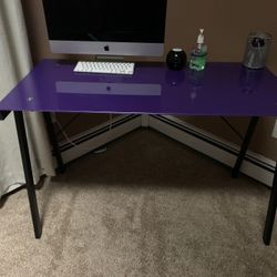 Large purple glass desk