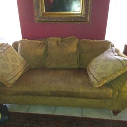 Gently Used Gold Couch W Down Pillows