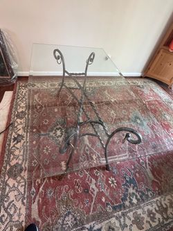 Italian Iron Hoofed Glass Table