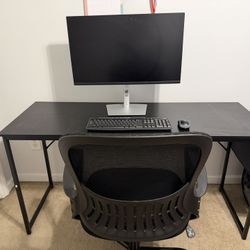 Complete WFH Setup – Desk, Chair, Dell Monitor, Keyboard & Mouse – Ready to Use