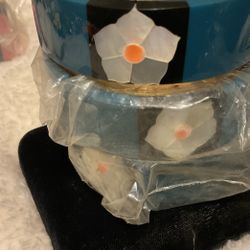 Handmade Brass Bangle Bracelet With Pearly Flower Design ( Philippines )