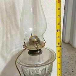 LÁMPARA QUINQUE ANTIGUA DE CRISTAL 