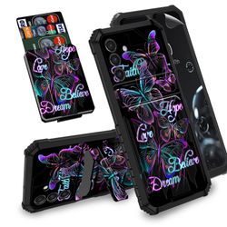 BREIDMKFM For Galaxy A15 5G Phone Case,For Samsung Galaxy A15 5G Case With Screen Protector Kickstand Card Holder Detachable Dual Layer Hybrid Shockpr